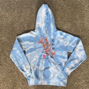 Artist Union Blue Tie-dye Japanese Chery Blossom  Sweatshirt - Size smalll